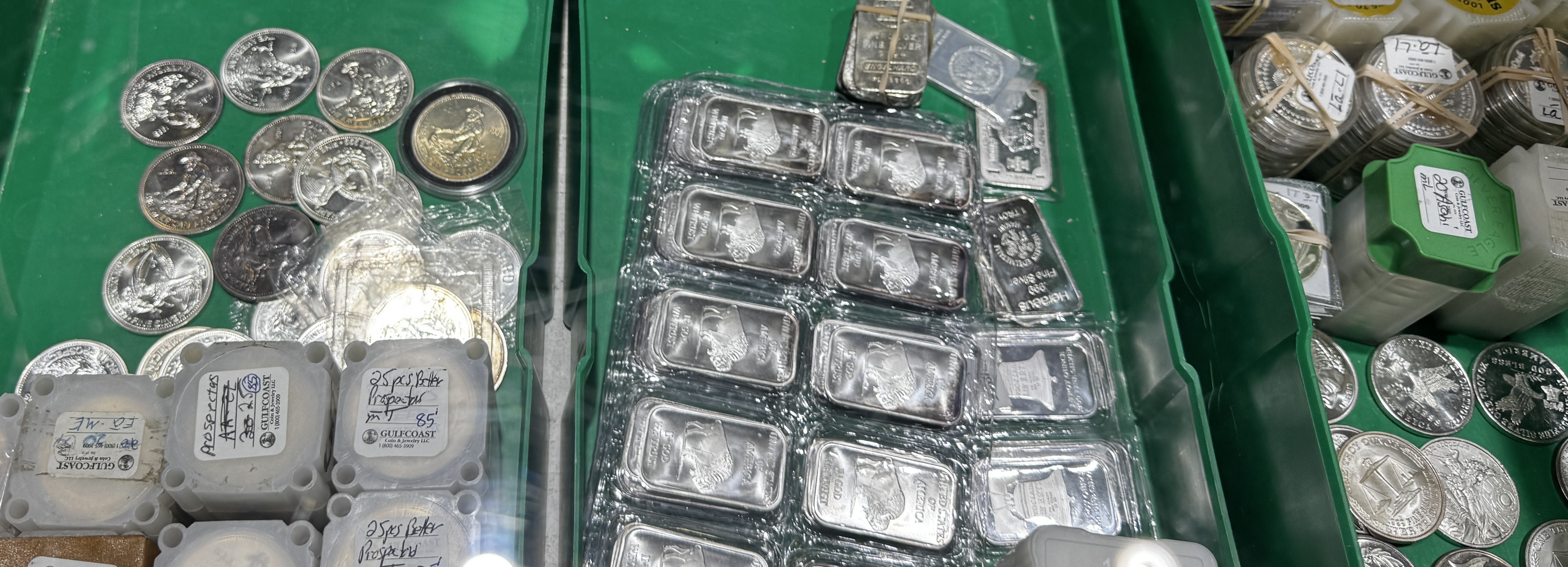 Silver bullion bars at Gulf Coast Coin and Jewelry
